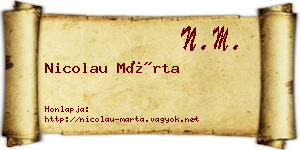 Nicolau Márta névjegykártya
